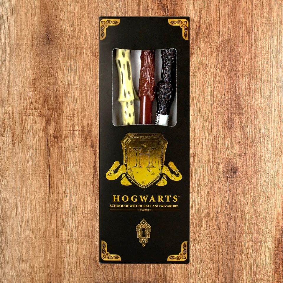 3 stylos baguettes Harry Potter Albus Dumbledore Lord Voldemort