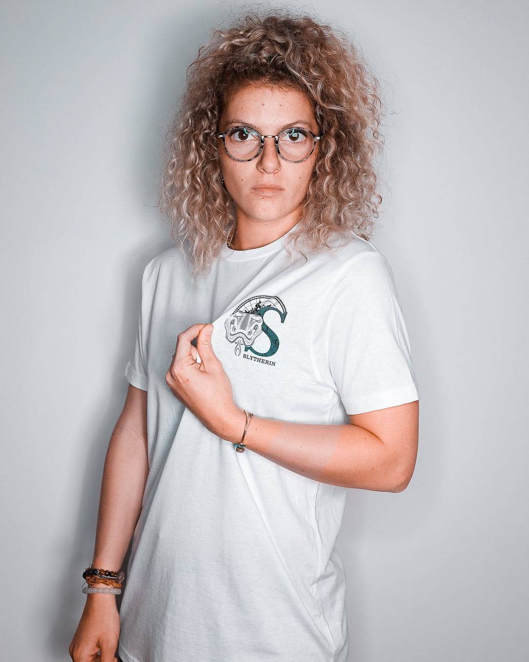 T Shirt Harry Potter Serpentard Blanc