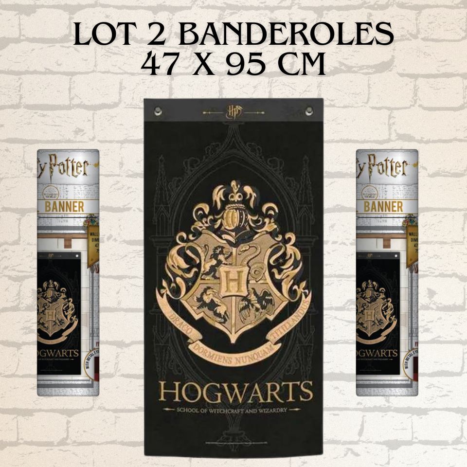 Lot 2 Banderoles en tissu Poudlard - Harry Potter